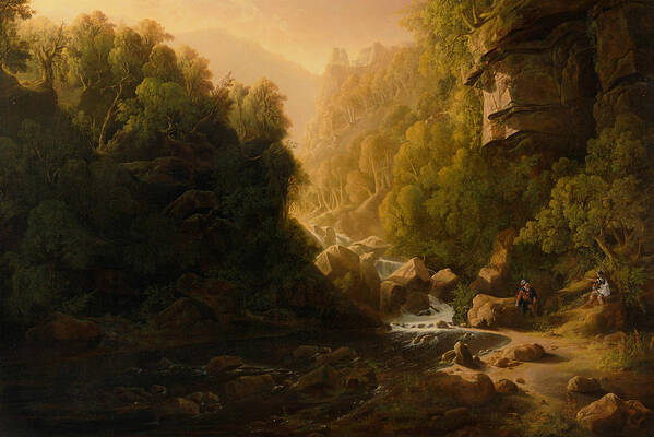 Irish Art Poster featuring the painting The Mountain Torrent by Francis Danby