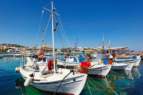 Fishermen Poster featuring the photograph The port of Souvala in Aegina island - Greece by Constantinos Iliopoulos