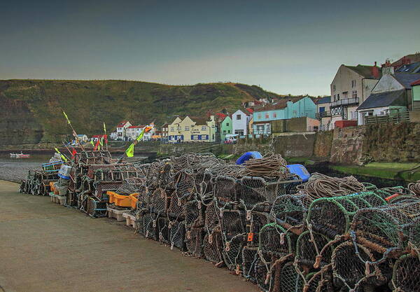 Crab Pots Poster featuring the photograph The Quay at Staithes by Jeff Townsend