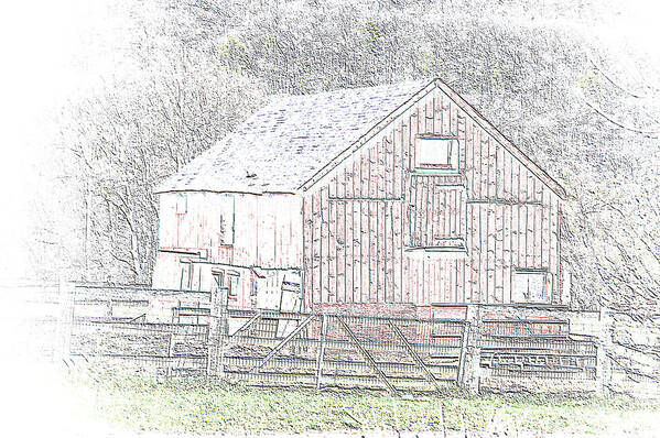 Digital Art Poster featuring the photograph The Red Barn by Charles HALL