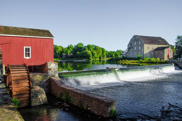 The Poster featuring the photograph The Red Mill on the Raritan River - Clinton New Jersey by Bill Cannon