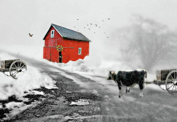 Connecticut Landscape Poster featuring the photograph The Red Red Barn by Diana Angstadt