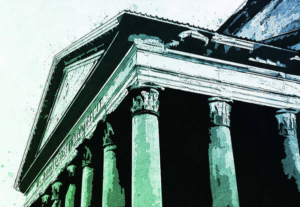 Rome Poster featuring the painting The Roman Pantheon - 03 by AM FineArtPrints