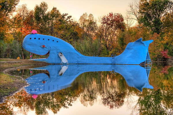 Catoosa Blue Whale Poster featuring the photograph The Route 66 Blue Whale - Catoosa Oklahoma by Gregory Ballos