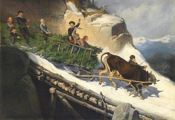 Farmers' Sled From The Salzburg Region By Anton Strassgschwandtner Poster featuring the painting The Salzburg Region by Anton Strassgschwandtner