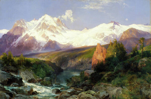 Teton Range Poster featuring the painting The Teton Range painting by Thomas Moran                by Thomas Moran