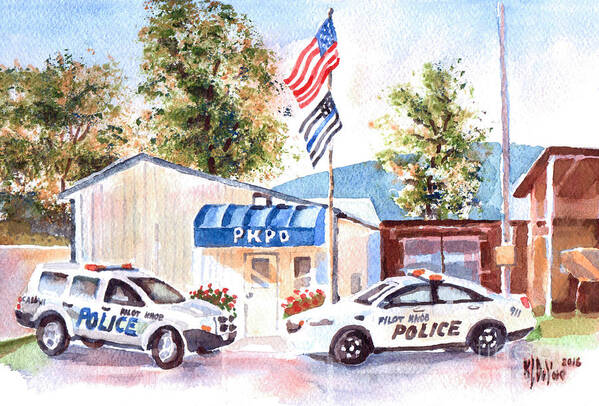 The Thin Blue Line Poster featuring the painting The Thin Blue Line by Kip DeVore