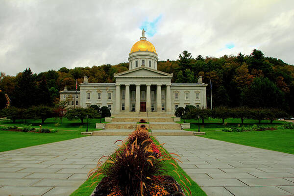 Vermont Poster featuring the photograph The Vermont State Capital Building by Gary Corbett