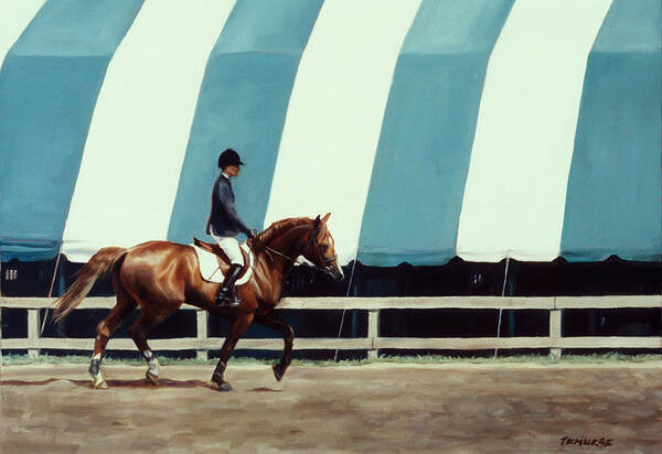 Equine Poster featuring the painting The Warmup by Linda Tenukas