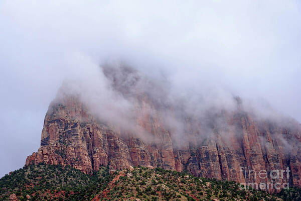 Utah 2017 Poster featuring the photograph The Watchman Shrouded in Fog by Jeff Hubbard