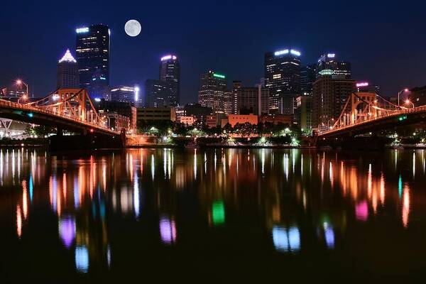Pittsburgh Poster featuring the photograph Three A M by Frozen in Time Fine Art Photography
