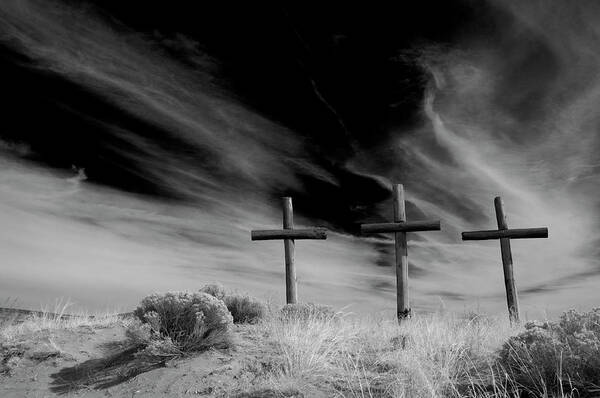 Cross Poster featuring the photograph Three crosses by Carolyn D'Alessandro