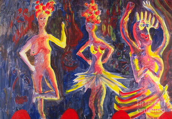 Dancers Poster featuring the painting Three Dancers by Walt Brodis