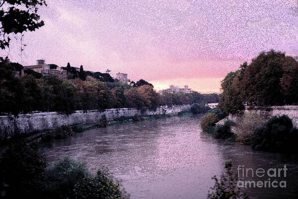 Old Rome Poster featuring the photograph Tiber River Rome at Sunset Tom Wurl by Tom Wurl