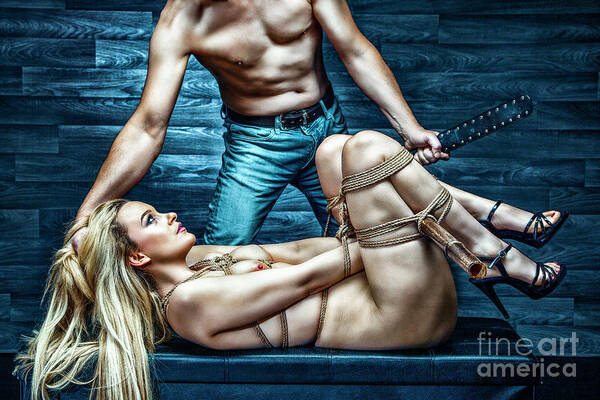 Akt Poster featuring the photograph Tied girl, punished by master - Fine Art of Bondage by Rod Meier
