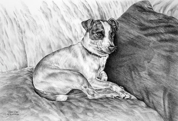 Jack Russell Poster featuring the drawing Time Out - Jack Russell Dog Print by Kelli Swan