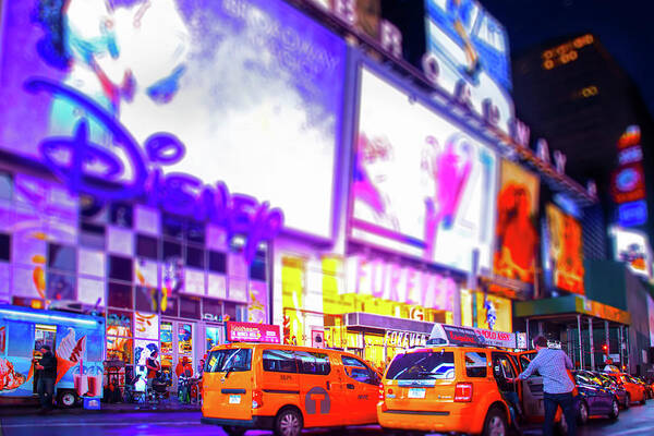New York City Poster featuring the photograph Times Square Taxi by Mark Andrew Thomas