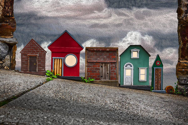 Houses Poster featuring the digital art Tiny Houses on Walnut Street by John Haldane