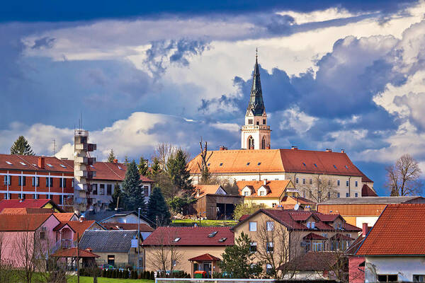 Croatia Poster featuring the photograph Town of Krizevci cathedral view by Brch Photography
