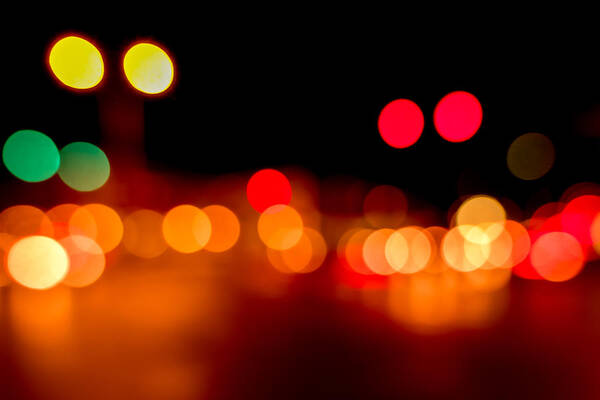 Out Of Focus Poster featuring the photograph Traffic Lights Number 5 by Steve Gadomski
