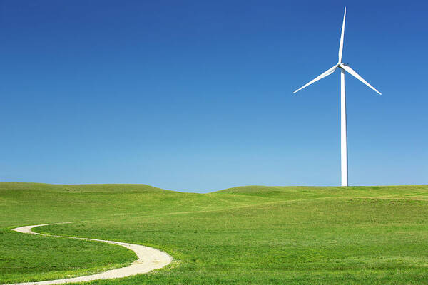 Wind Turbine Poster featuring the photograph Trail Turbine by Todd Klassy