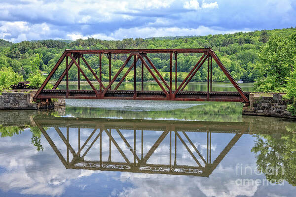 Train Poster featuring the photograph Train Bridge Thetford Vermont by Edward Fielding
