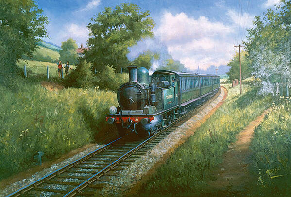 Steam Poster featuring the painting Train on the Isle of Wright. by Mike Jeffries
