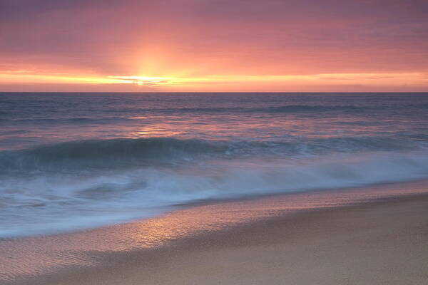Sunset Poster featuring the photograph Tranquil waves at sunset by Angelo DeVal