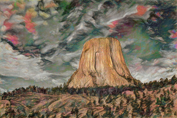 Landscape Poster featuring the photograph Transcendental Devils Tower by John M Bailey
