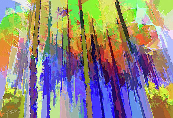Abstract Poster featuring the mixed media Trees Abstract by Rosalie Scanlon