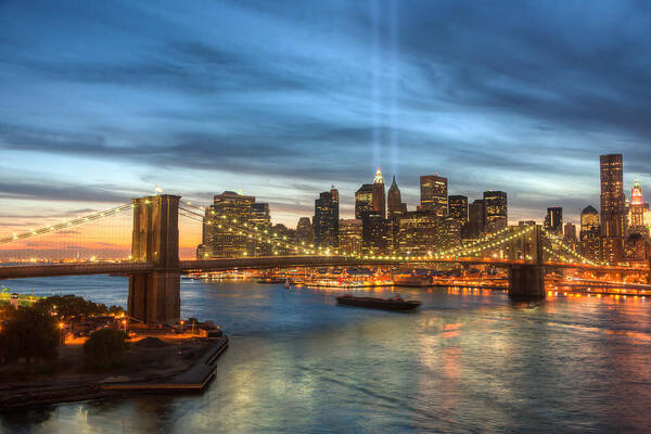 Clarence Holmes Poster featuring the photograph Tribute in Light I by Clarence Holmes