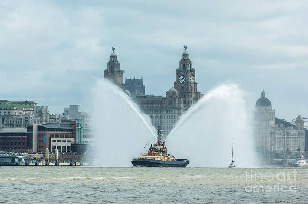3 Queens Poster featuring the photograph Tug Boat Fountain by Paul Warburton