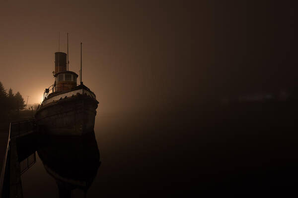 Abandoned Poster featuring the photograph Tug Boat in Fog by Jakub Sisak