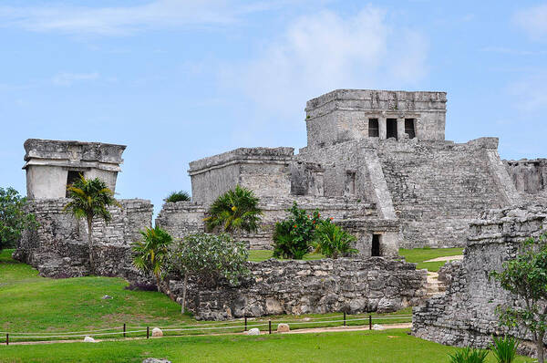 Tulum Mexico Poster featuring the photograph Tulum Mayan Ruins by Glenn Gordon