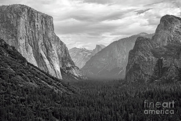 Yosemite Poster featuring the photograph Tunnel view BW by Chuck Kuhn