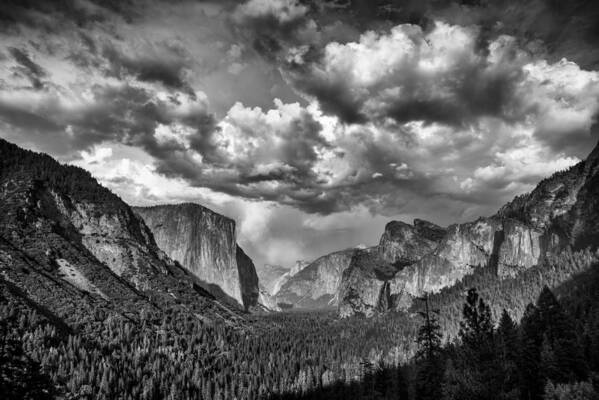 Tunnel View Poster featuring the photograph Tunnel View in Black and White by Rick Berk