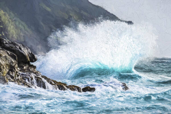 Art Poster featuring the digital art Turbulent Shore II by Jon Glaser