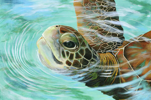 Turtle Poster featuring the painting Turtle Up by Donna Tucker