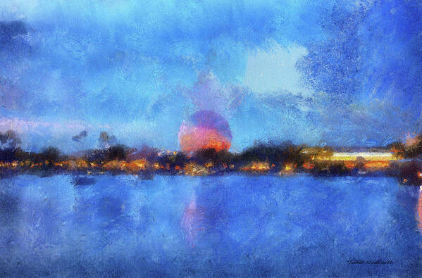 Epcot Poster featuring the photograph Twilight Epcot World Showcase Lagoon WDW 02 Photo Art MP by Thomas Woolworth