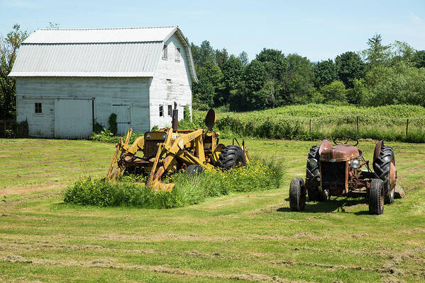 Two Tractors And Barn In Nooksack Poster featuring the photograph Two Tractors and Barn in Nooksack by Tom Cochran