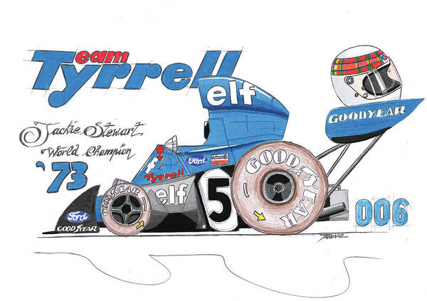 Sketch Poster featuring the painting Tyrrell 006 by Tano V-Dodici ArtAutomobile