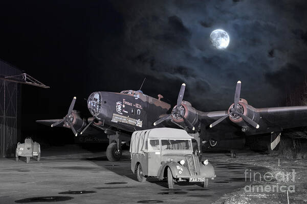 Handley Page Poster featuring the digital art Under a Bombers Moon by Airpower Art