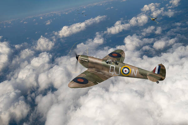 Spitfire Mk I Poster featuring the digital art Up against it by Gary Eason