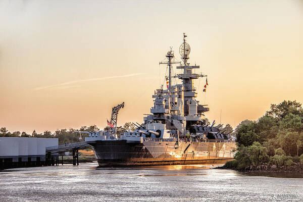 Uss North Carolina Print Poster featuring the digital art USS North Carolina Sunset by Phil Mancuso