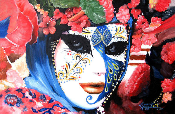 Italy Poster featuring the painting venetian carnevale mask III by Leonardo Ruggieri