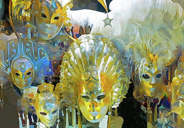 Italy Poster featuring the digital art Venice Carnival Masks by Dennis Cox