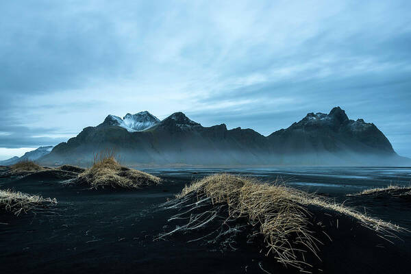 Landscape Poster featuring the photograph Vestrahorn Mountain Evening by Scott Cunningham