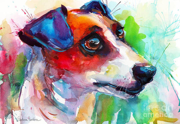 Jack Russell Poster featuring the painting Vibrant Jack Russell Terrier dog by Svetlana Novikova