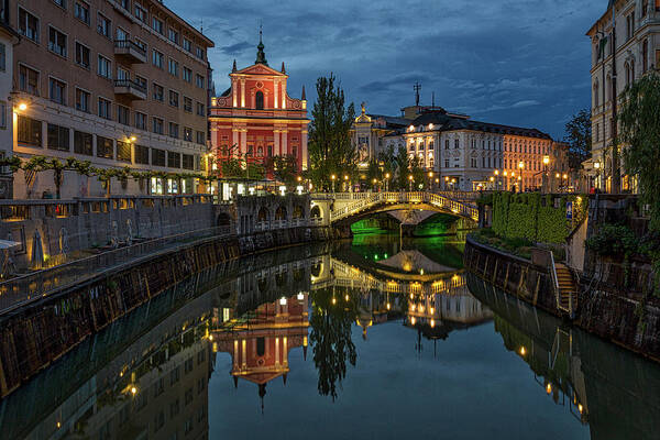 Ljubljana Poster featuring the photograph View from a Bridge - Ljubljana - Slovenia by Stuart Litoff
