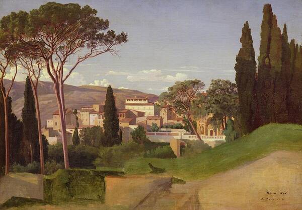 View Poster featuring the painting View of a Villa by Jean Achille Benouville